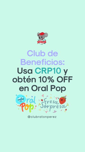 ¡Tenemos una sorpresa increíble para ustedes! 🎉✨  Nuestro Club de Beneficios sigue creciendo… y hoy se suma una marca que sabemos que les va a encantar 🩵  🥳 Se une @oralpop.cl junto a su dueña Moni Maldonado, con una propuesta llena de entretención y ¡mucho más saludable para los niños!  En Oral Pop encontrarás:
🎈 Packs de sorpresas
🎉 Piñatas entretenidas
⚽ Temáticas de fútbol, Minecraft, capibaras, princesas, dinosaurios… ¡y mucho más!  Perfecto para cumpleaños, celebraciones o cualquier momento especial ✨  Y lo mejor:
Con el código CRP10 tienes un 10% de descuento en toda su web 💫  Porque en el Club Ratón Pérez creemos que cuidarse también puede ser entretenido 🦷  👉 Descubre todo lo que tienen para ti y arma celebraciones más saludables y llenas de magia