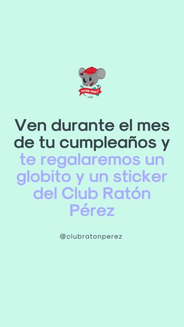 ¡En Club Ratón Pérez celebramos tu cumpleaños contigo! 🐭🎂🎈  Si tu hij@ está de cumpleaños y viene a su control dental durante el mes de su cumpleaños, tenemos una sorpresa especial para él o ella ✨  Al terminar su atención, recibirá un globito y un sticker del Club Ratón Pérez, porque nos encanta hacer de cada visita un momento especial y, por supuesto, ¡celebrar sus sonrisas! 🩵🦷  Así que ya sabes: cuando llegue su mes de cumpleaños, ¡los esperamos para festejar juntos! 🎉  #ClubRatónPérez #CumpleañosCRP #SonrisasFelices #Odontopediatría