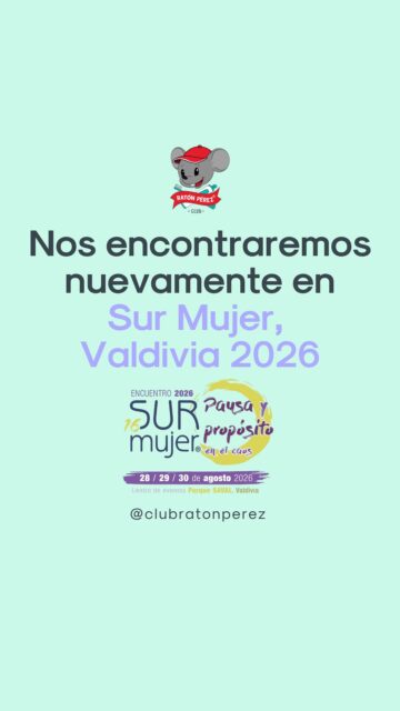 ¡Club Ratón Pérez llega a Sur Mujer 2026 en Valdivia! 🐭💜  Este 28, 29 y 30 de agosto seremos parte de este gran encuentro con una propuesta pensada para disfrutar en familia ✨  Nos encontrarás junto a @clinicasantablanca @clinicanomade y @biutt.esteticafacial compartiendo tres días llenos de encuentro, salud y entretención.  📍 Centro de Eventos Parque Saval, Valdivia
📅 28, 29 y 30 de agosto  ¡Los esperamos para vivir juntos Sur Mujer 2026! 🐭🦷  #ClubRatónPérez #SurMujer2026 #Valdivia #Odontopediatría #saludinfantil