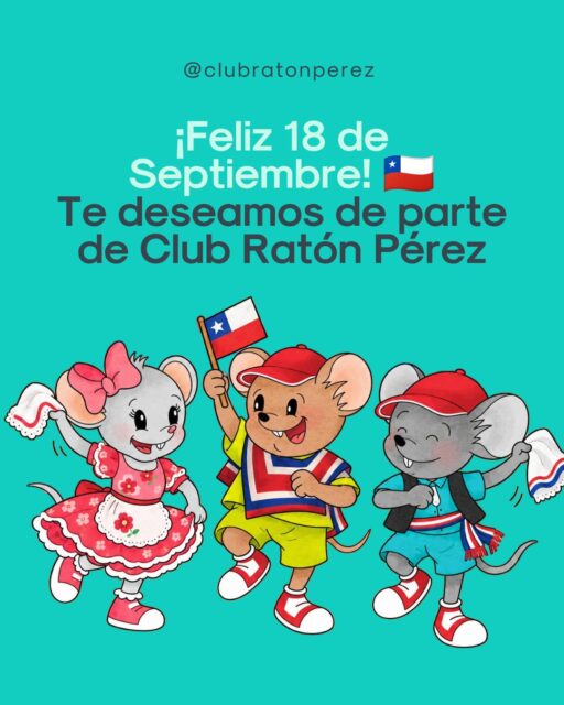 ¡Feliz 18 de septiembre! 🇨🇱  En Club Ratón Pérez celebramos estas Fiestas Patrias junto a nuestros ratoncitos favoritos ❤️💙🤍  Que sean días llenos de juegos, familia, cosas ricas y muchas sonrisas. Y entre tanta celebración… ¡que no se nos olvide el cepillado! 🪥  ¡Felices Fiestas Patrias de parte de todo el equipo de Club Ratón Pérez! 🐭